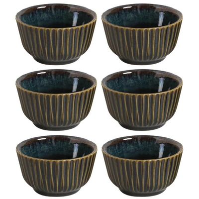 Kit 6 Ramequins Cerâmica Porto Brasil 170ml Azul Oceano Molheira Shoyu Restaurante Japonês
