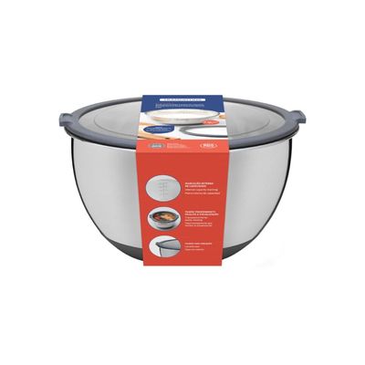 Bowl Tramontina Cucina em Aço Inox com Tampa Plástica 22 cm 3 Litros