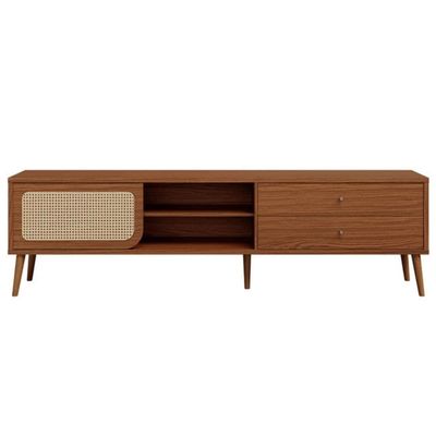 Rack para TV 220cm Até 60 Polegadas 2 Gavetas 1 Porta Curve Pinhão com Palha Dalla Costa