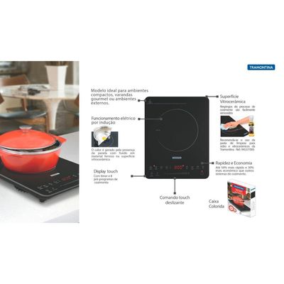 Cooktop Portátil por Indução Tramontina Slim Touch 127 V 94714131