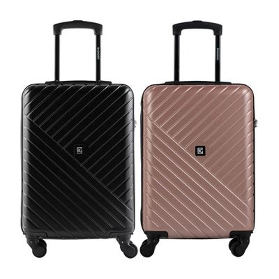 Kit 2 Malas de Bordo Casal 10kg ABS 4  Rodas 360° Preto e Rosé Detroit Bagaggio