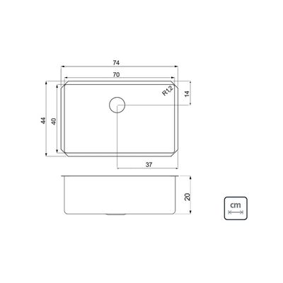 Cuba de Embutir Quadrum 70 U Tramontina 70 x 40 x 20 cm em Aço Inox Acetinado Outlet