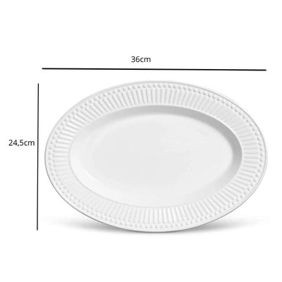 Travessa Oval 36cm Cerâmica Branca Roma Porto Brasil Servir Branco
