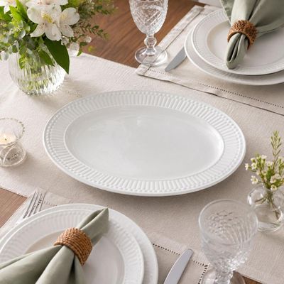 Travessa Oval 36cm Cerâmica Branca Roma Porto Brasil Servir Branco