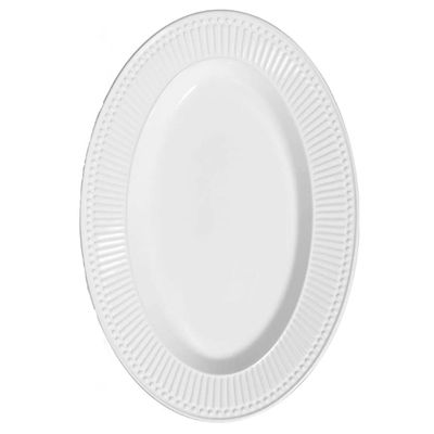 Travessa Grande Cerâmica Branca Roma Porto Brasil Oval 43,5cm Servir Mesa Posta Avulsa Branco