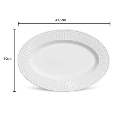 Travessa Grande Cerâmica Branca Roma Porto Brasil Oval 43,5cm Servir Mesa Posta Avulsa Branco
