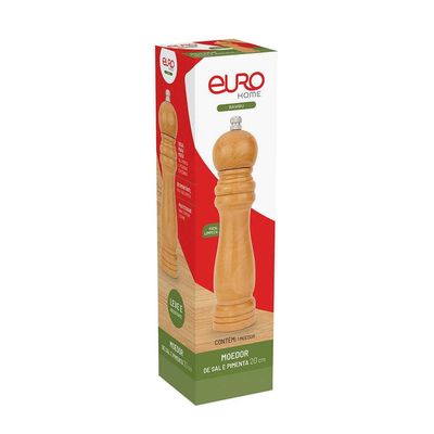 Moedor de Sal e Pimenta 20cm Bambu Sistema Cerâmico Antibacteriano Euro Home Natural