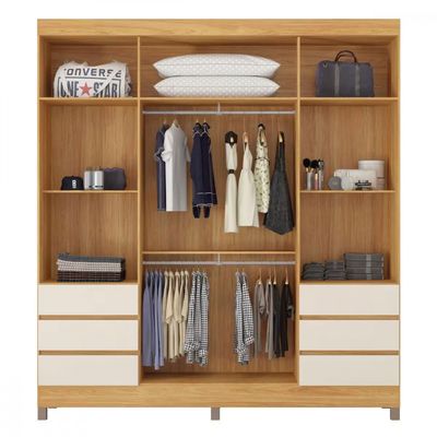 Guarda-Roupa Casal Mônaco Demóbile 4 Portas 6 Gavetas com Espelho e Pés PVC Cinamomo/Off White