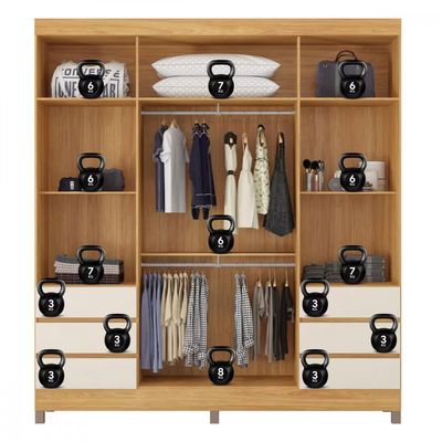 Guarda-Roupa Casal Mônaco Demóbile 4 Portas 6 Gavetas com Espelho e Pés PVC Cinamomo/Off White