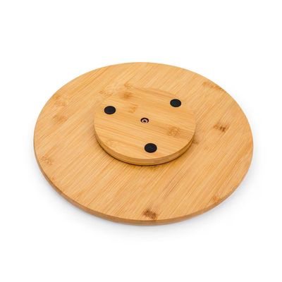 Tábua Bambu Natural com Base Giratória Redonda 35cm Euro Home Natural