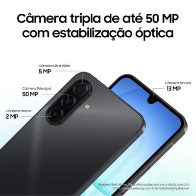 Celular Galaxy A17 4G Tela 6.7 128GB Super AMOLED Câmera Tripla 50MP Samsung Preto / Bivolt