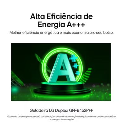 Geladeira LG Frost Free GN-B452PFF Duplex com Tecnologia Smart Inverter, Linear Cooling e DoorCooling Inox Look 461 litros Inox / 110V