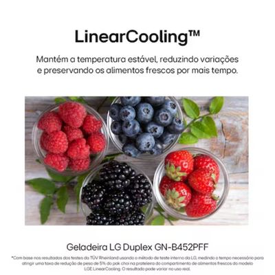 Geladeira LG Frost Free GN-B452PFF Duplex com Tecnologia Smart Inverter, Linear Cooling e DoorCooling Inox Look 461 litros Inox / 110V