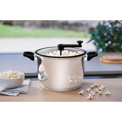 Pipoqueira Tramontina Allegra Aço Inox Indução 22cm 5,6 Litros Tampa de Vidro