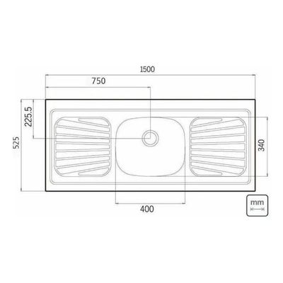 Pia de Apoio Cozinha Tramontina 150x52 cm New Raggi 40 Aço Inox
