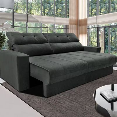Sofá 3 Lugares Clean Retrátil Reclinável Cama InBox Cinza