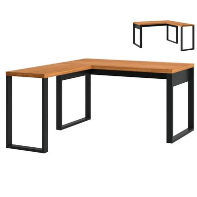 Mesa para Escritório de Canto 135x158 cm em MDF F22 Freijó/Preto Fosco Pradel Dalla Costa