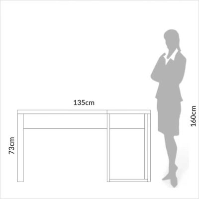 Mesa para Escritório de Canto 135x158 cm em MDF F22 Freijó/Preto Fosco Pradel Dalla Costa