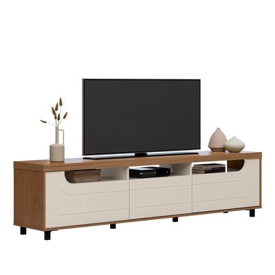 Rack Artely Mercury com 2 Portas e 1 Gaveta, 200 cm de Largura, Ideal para TV de até 75 Madeirado
