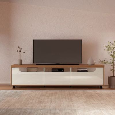 Rack Artely Mercury com 2 Portas e 1 Gaveta, 200 cm de Largura, Ideal para TV de até 75 Madeirado
