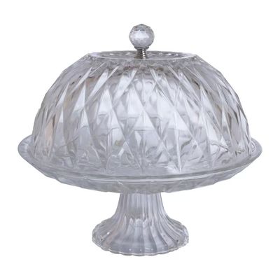 Prato para Bolo Sutil com Pedestal em Vidro Hauskraft Transparente