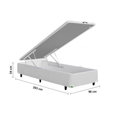 Base Box para Colchão Itaflex Universal com Baú e Pistão à Gás 34x96x203cm MGA Branco