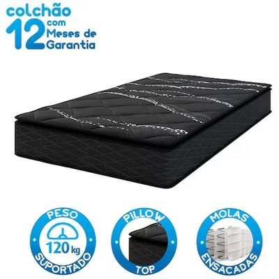 Colchão Solteiro Itália Black Box Baú Umaflex Preto