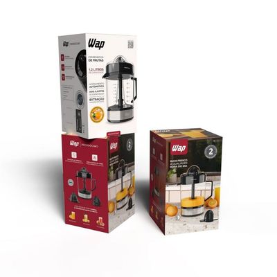 Espremedor de Frutas WJ1200 1,2L 40W Automático Rotação Alternada Wap Preto com Cinza / 110V