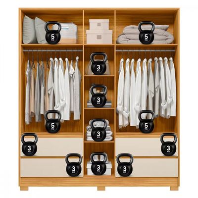 Guarda-Roupa 5 Portas Demóbile Turin Cinamomo/Off-White com Espelho Cinamomo/Off White