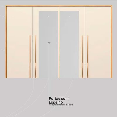 Guarda-Roupa 4 Portas Demóbile Mônaco com Espelho Cinamomo/Off White