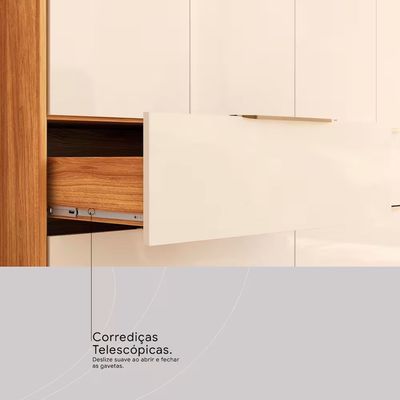 Guarda-Roupa 4 Portas Demóbile Mônaco com Espelho Cinamomo/Off White