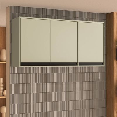 Armário Aéreo Koya 3 Portas Pintura UV Politorno Verde Oliva