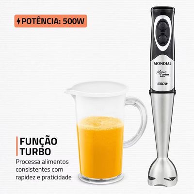 Mixer Turbo Haste Inox M-16-BI 500W Mondial Preto / 220V