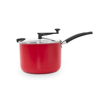 Pipoqueira 20cm 4,3L Antiaderente com Tampa de Vidro Multiflon Vermelho