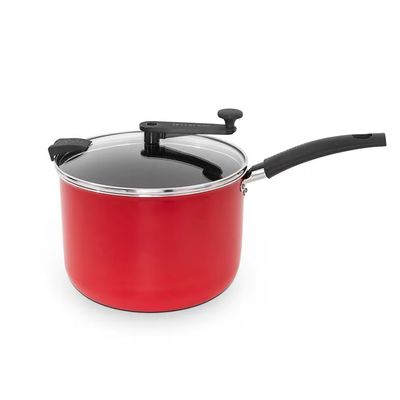 Pipoqueira 20cm 4,3L Antiaderente com Tampa de Vidro Multiflon Vermelho