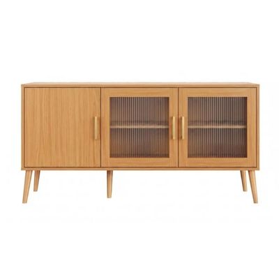Rack Madrid 160cm 2 Portas Vidro Canelado Carvalho Rosé Dalla Costa