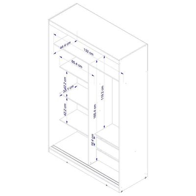 Guarda-Roupa Solteiro Paris 2 Portas de Correr com Espelho 2 Gavetas Internas MDP 134,4cm Bartira Branco