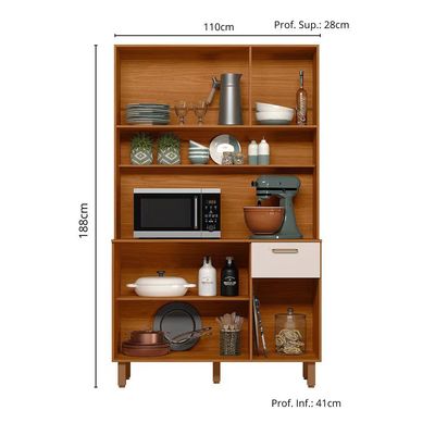Cozinha Compacta New Livia 6 Portas 1 Gaveta 110cm Poliman Off White