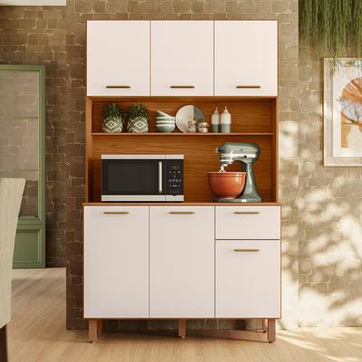 Cozinha Compacta New Livia 6 Portas 1 Gaveta 110cm Poliman Off White