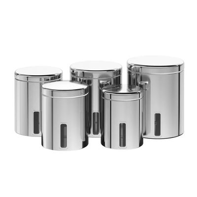 Conjunto de Potes para Mantimentos Brinox Suprema 5 Peças com Visor Inox Inox