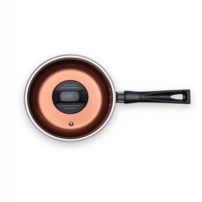 Panela Topázio Antiaderente Pro-Flon Tampa de Vidro 1,3L 16cm Range Brinox Cinza