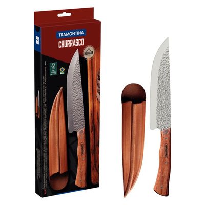 Faca para Carne Tramontina Nômade Aço Inox Cabo Madeira com Bainha de Couro 8"