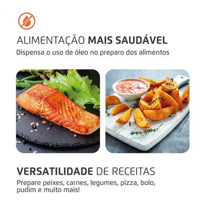 Fritadeira Elétrica Sem Óleo Air Fryer Oven 2 em 1 Mondial AFON-12L-BI 12L Digital Preto com Inox / 220V