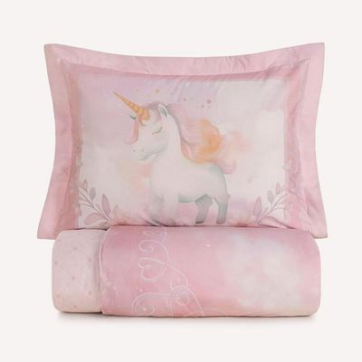 Colcha Infantil Solteiro com Porta-travesseiro Karsten 200 Fios Princesinha Solteiro / Rosa