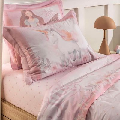 Colcha Infantil Solteiro com Porta-travesseiro Karsten 200 Fios Princesinha Solteiro / Rosa