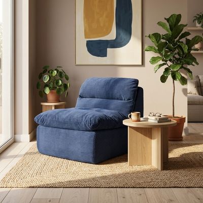 Sofá Compactado Plush 1 Lugar Cazedis Azul Escuro