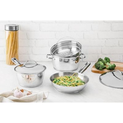Jogo de Panelas Tramontina Allegra Aço Inox Fundo Triplo 4 Peças