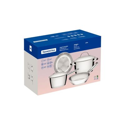 Jogo de Panelas Tramontina Allegra Aço Inox Fundo Triplo 4 Peças