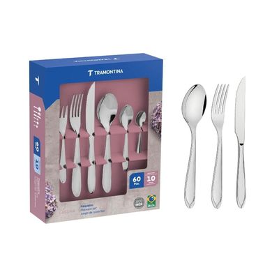 Faqueiro Tramontina Laguna Aço Inox com Facas para Churrasco 60 Peças