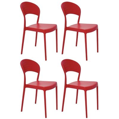 Conjunto 4 Cadeiras Plásticas Vermelha Summa Sissi Tramontina 182 kg Cozinha